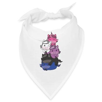 Genderfluid Flag Pride LGBTQ süßer Einhorn Stapel - Bandana - Weiß - Vorne