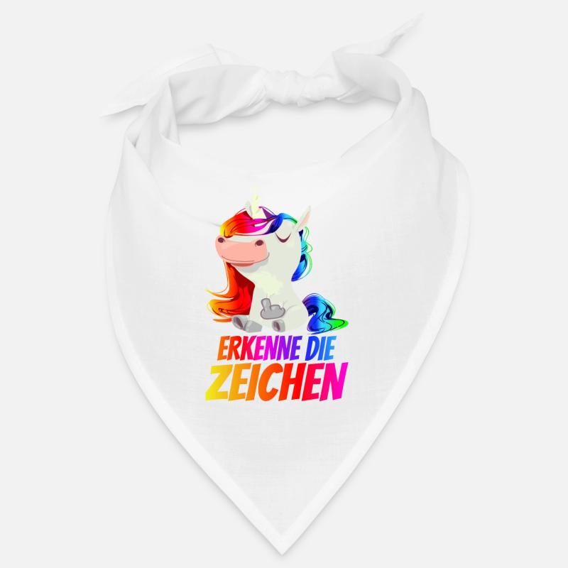Erkenne die Zeichen - Mittelfinger Einhorn - Bandana - Weiß
