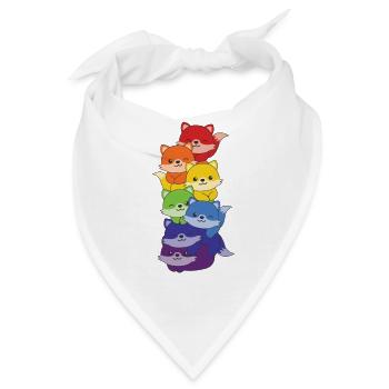 Regenbogen Fuchs süße bunte Fuchs für Kinder - Bandana - Weiß - Vorne