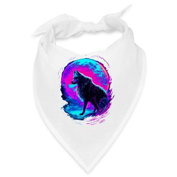 Wolf Neon Moon Synthwave - Bandana - Weiß - Vorne