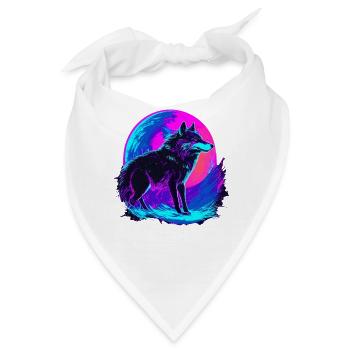 Colorful Wolf Neon Moon Synthwave - Bandana - Weiß - Vorne