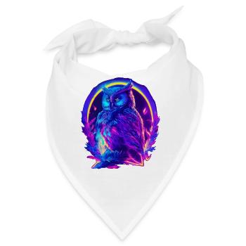 Mystisch leuchtende Eule Neon Synthwave - Bandana - Weiß - Vorne