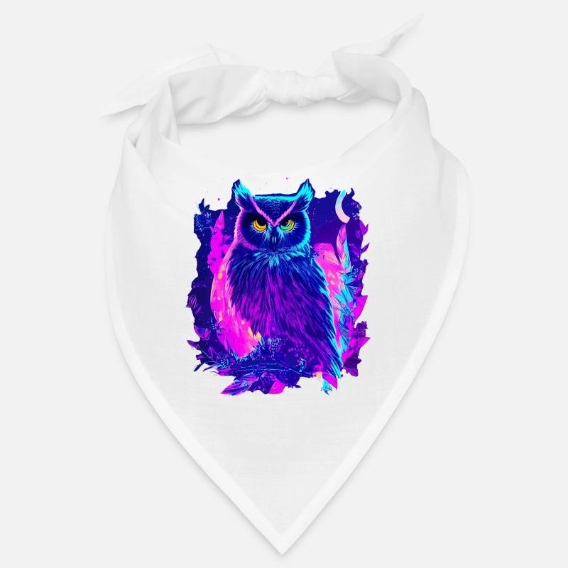 Neon leuchtende Eule Synthwave Bandana