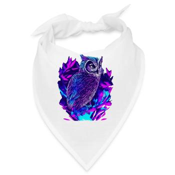 Neon Eule Psychedelische Eulen Kunst - Bandana - Weiß - Vorne