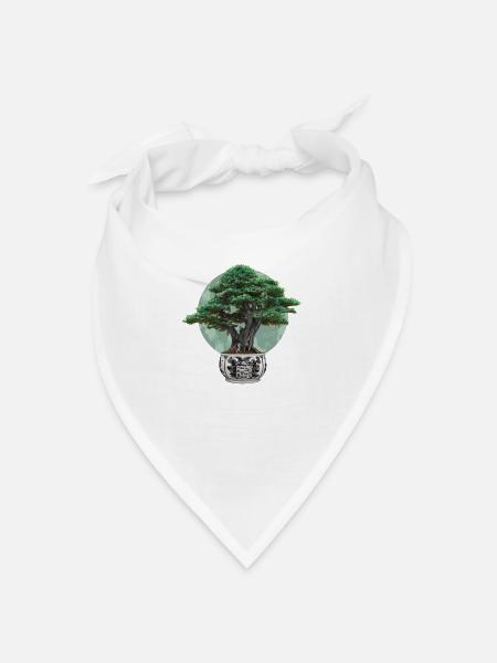 Bonsaï Japon Silhouette Jardinier Jardinier Amoureux du Jardinage - Bandana - blanc