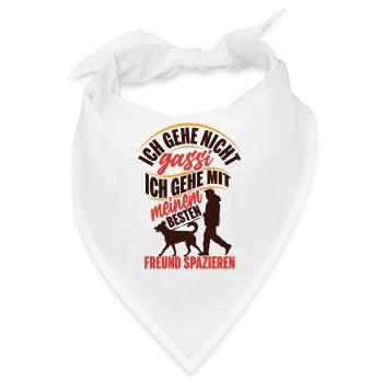 Ich gehe mit meinem besten Freund spazieren, Gassi - Bandana - Weiß - Vorne
