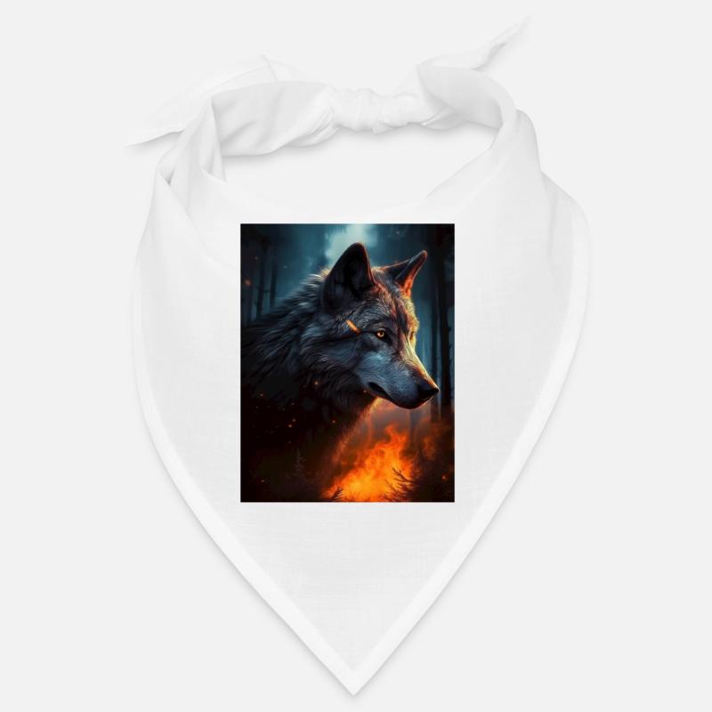 Lone Wolf in the fire forest Bandana