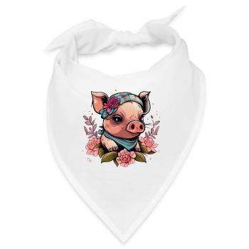 Schweinchen mit Kopftuch - Bandana - Weiß - Vorne