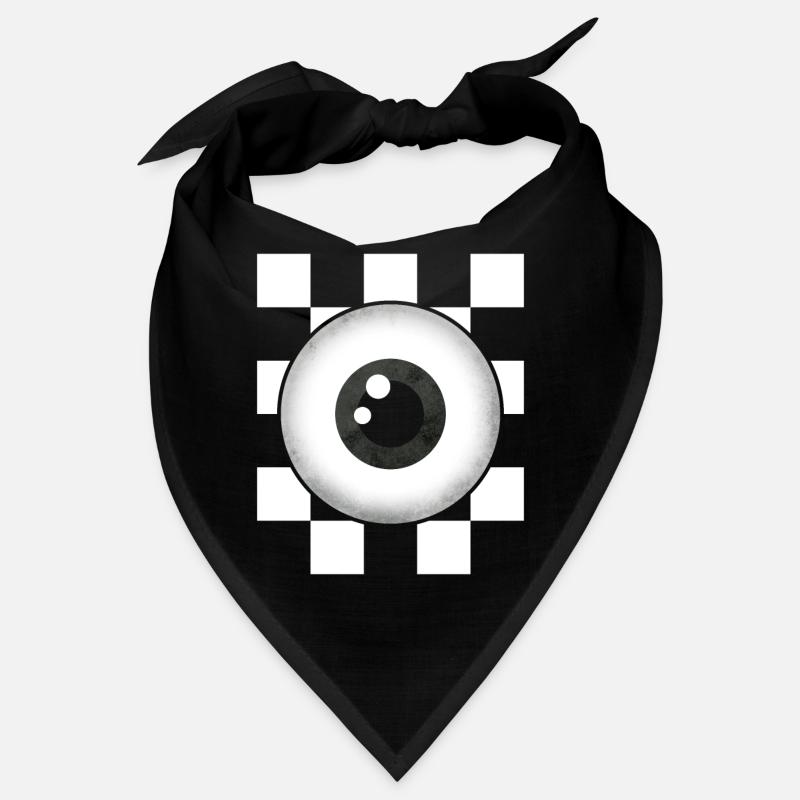 Weirdcore Aesthetic Black White Eyeball Checkered Bandana