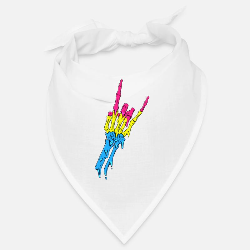 Pansexual Pride Pan Flag Devil Horn Skeleton Bandana