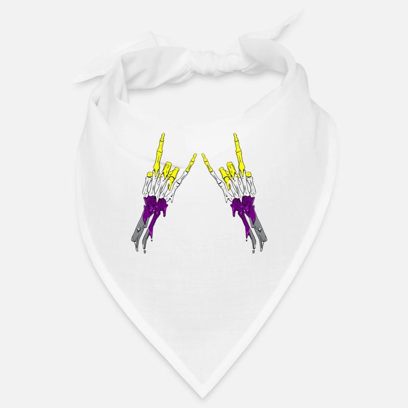 Non Binary Pride Flag Devil Horn Skeleton Subtle Bandana