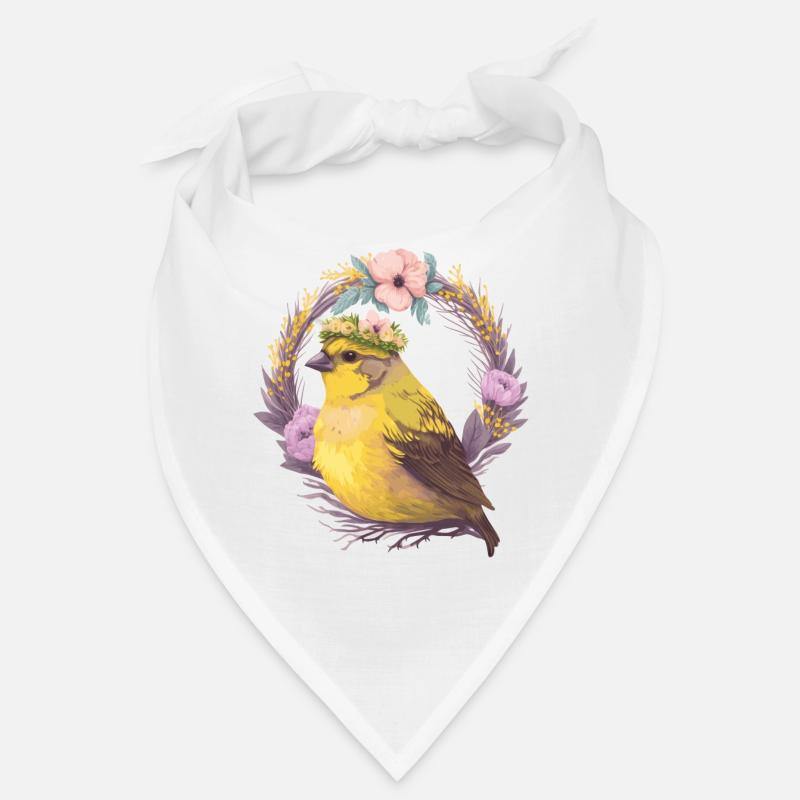 Mignon Aquarelle Canary Bird Fleur Couronne Oiseaux de compagnie Bandana