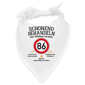 86. Geburtstag Schonend Behandeln Oldtimer Ist 86 - Bandana - Weiß - Vorne