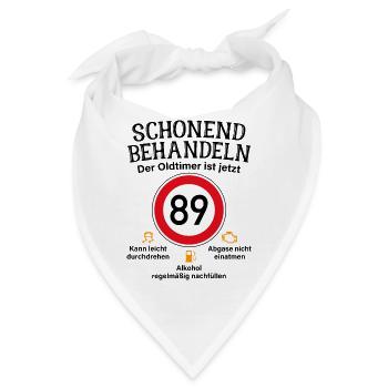 89. Geburtstag Schonend Behandeln Oldtimer Ist 89 - Bandana - Weiß - Vorne