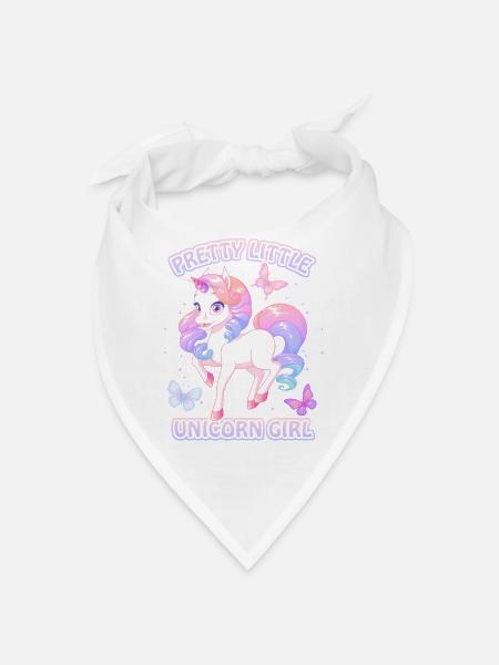Eenhoornmeisje, Kawaii Eenhoorn, Mooi Meisje - Bandana - wit