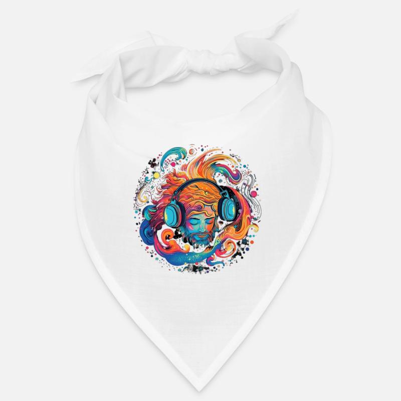 Mann mit Kopfhörer, hört Musik Bandana