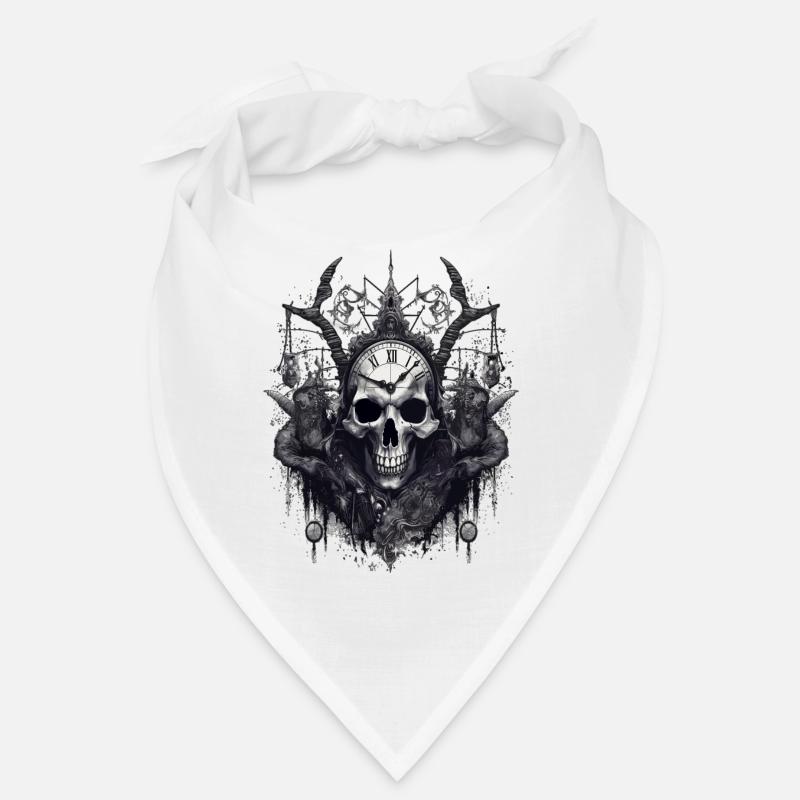 Gothic Witchcraft Ritual Dark Skull Clock Horror Bandana