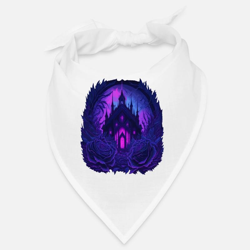 neon gothic gothic castle with roses Bandana