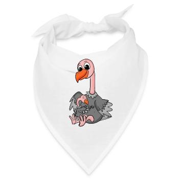 Strauß Familie - Strauß mit Baby - Bandana - Weiß - Vorne