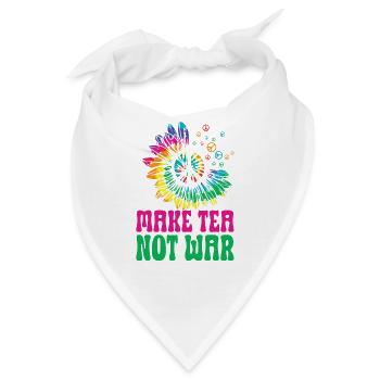 Hippie Peace Zeichen Frieden Blumen Blumenkind - Bandana - Weiß - Vorne