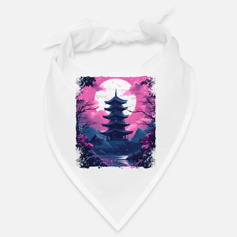 Sakura Cherry Blossom Tree dans un temple Vaporwave Bandana