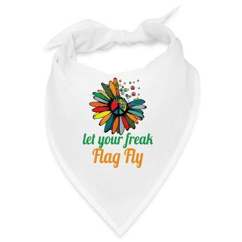 Hippie Peace Zeichen Frieden Blumen Blumenkind - Bandana - Weiß - Vorne