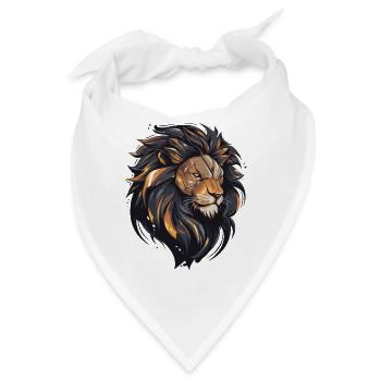 Großer mächtiger Löwe - Bandana - Weiß - Vorne