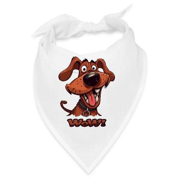 Wau Wow lustiger Cartoon Hund - Bandana - Weiß - Vorne