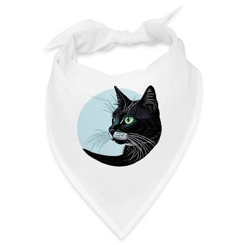 Schwarze Katze - Bandana - Weiß - Vorne