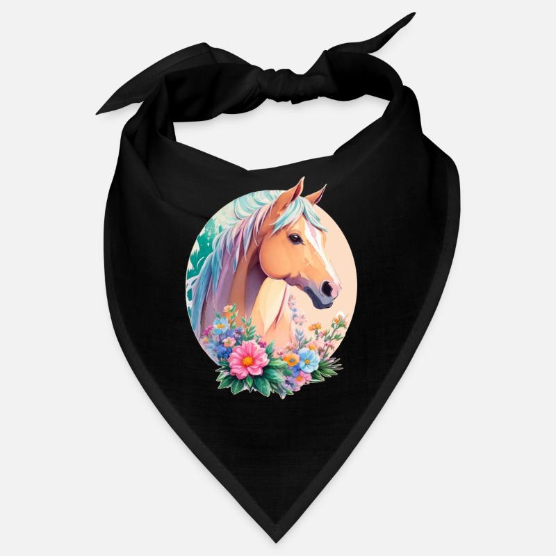 Pastell Farben Pony Pferd Kunst mit Blumen Bandana