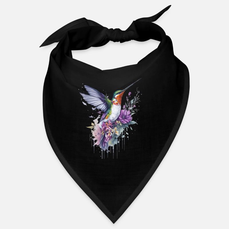 Élégance florale - Aquarelle Colibri Bandana