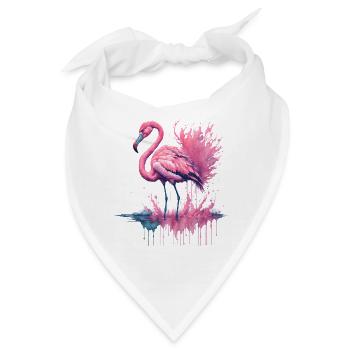 Lebendiges Aquarell Flamingo im Wasser stehend - Bandana - Weiß - Vorne