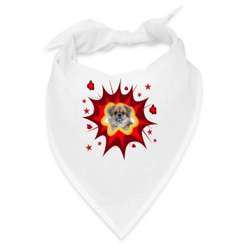 Comic Hund Design - Pow - Tibet Spaniel - Bandana - Weiß - Vorne