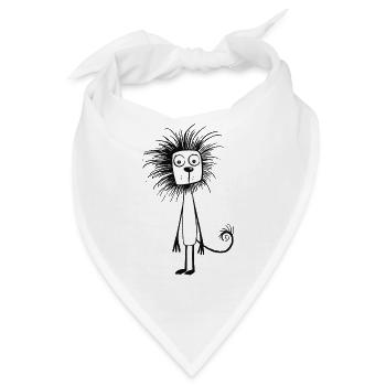 Verwirrter Löwe - Bandana - Weiß - Vorne