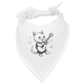Katze spielt Gitarre - Bandana - Weiß - Vorne