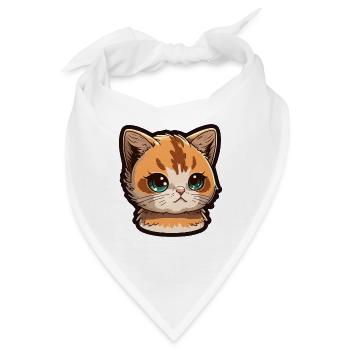 Kleine niedliche orangene Katze - Bandana - Weiß - Vorne