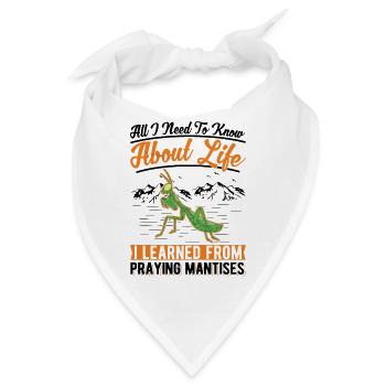 Gottesanbeterin Mantis Fangschrecke - Bandana - Weiß - Vorne