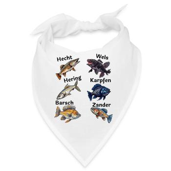 Angler Fische - Bandana - Weiß - Vorne
