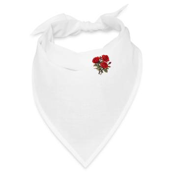 3 Rote Rosen Lover Patch Neuheit Vintage Blumen - Bandana - Weiß - Vorne