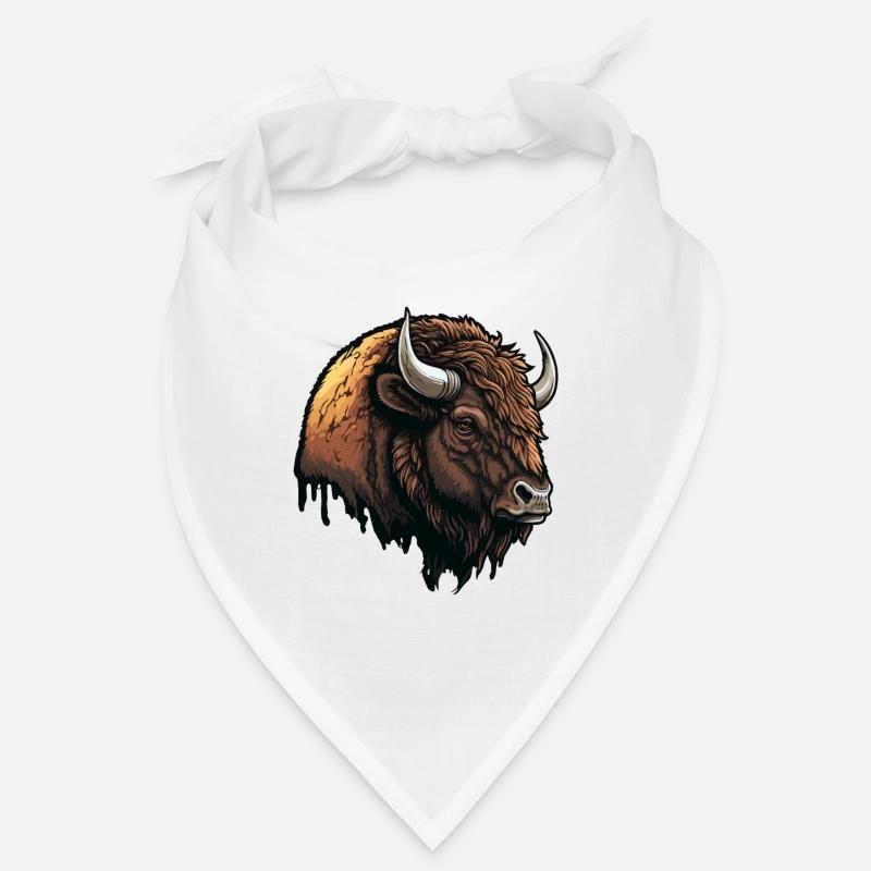 Großer Bison - Bandana - Weiß