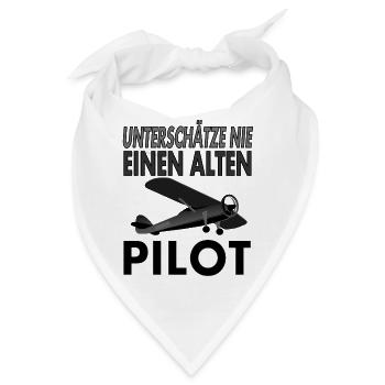 alter Pilot fliegt Flugzeug Cockpit gift - Bandana - Weiß - Vorne