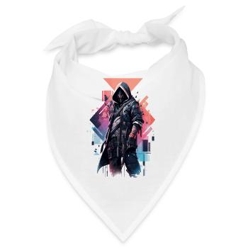 Epischer Gamer Cyber Assassine mit Roboter Maske - Bandana - Weiß - Vorne