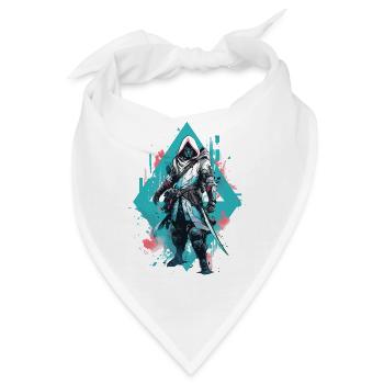 Epischer Gamer Cyber Assassine in Pastel Blau - Bandana - Weiß - Vorne