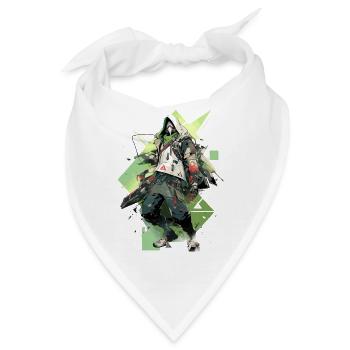 Epischer Gamer Cyber Assassine in Grün mit Baggies - Bandana - Weiß - Vorne