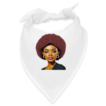 Dame mit Afro - Bandana - Weiß - Vorne