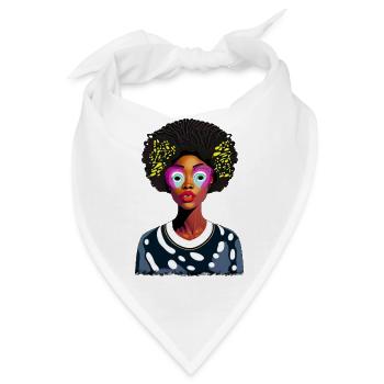 Afrikanische Dame mit Afro - Bandana - Weiß - Vorne