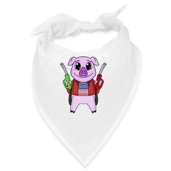 Tankwart Schwein Tankstelle - Bandana - Weiß - Vorne
