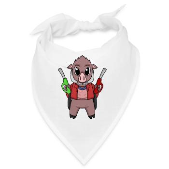 Tankwart Wildschwein Tankstelle - Bandana - Weiß - Vorne