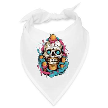 Skull Eistüte mit Fruchtmotiven - Bandana - Weiß - Vorne