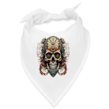 Detailreicher Steelskull mit mechanischem Flair - Bandana - Weiß - Vorne